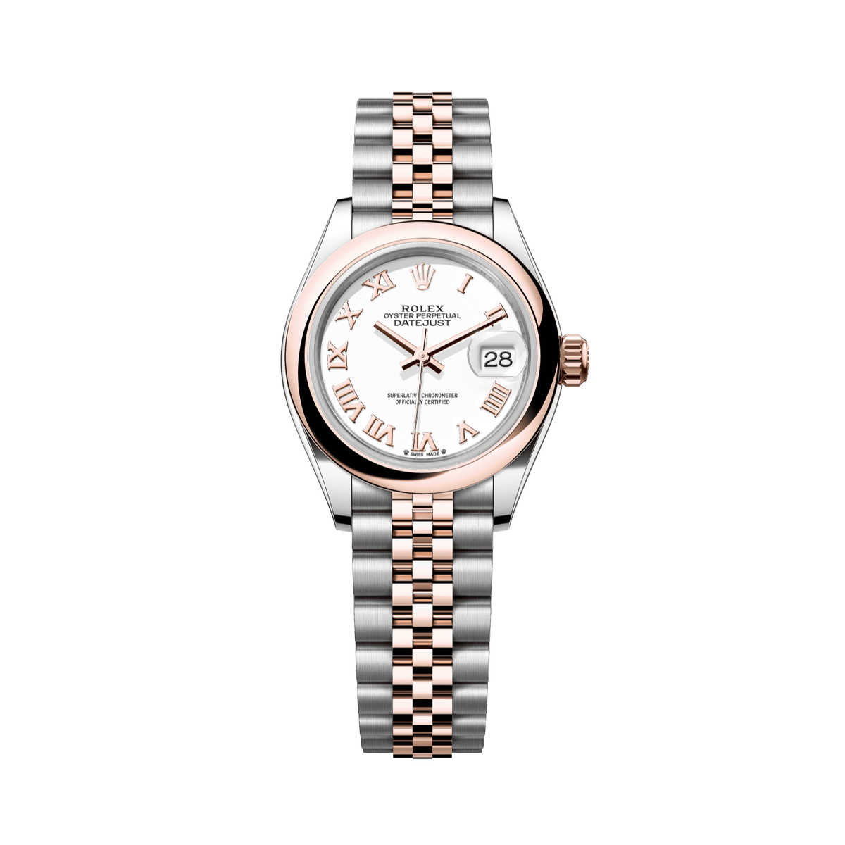 Rolex Datejust 28mm White Dial Everose/Steel Jubilee Bracelet 279161