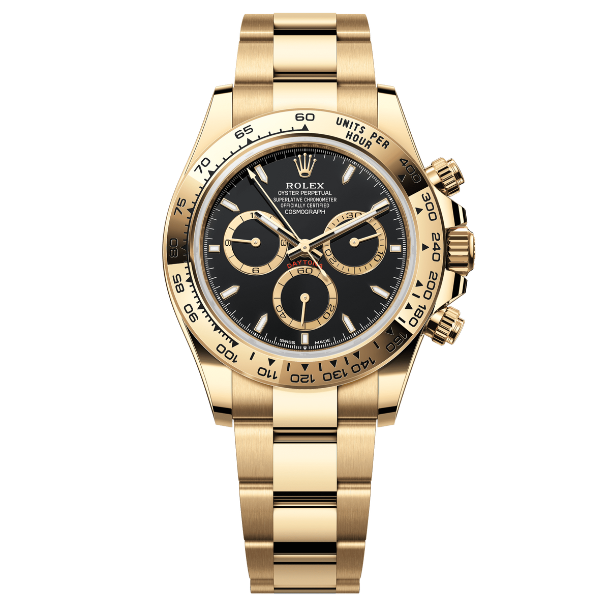 Rolex Datejust 40mm Black Dial Yellow Gold Oyster Bracelet 126508