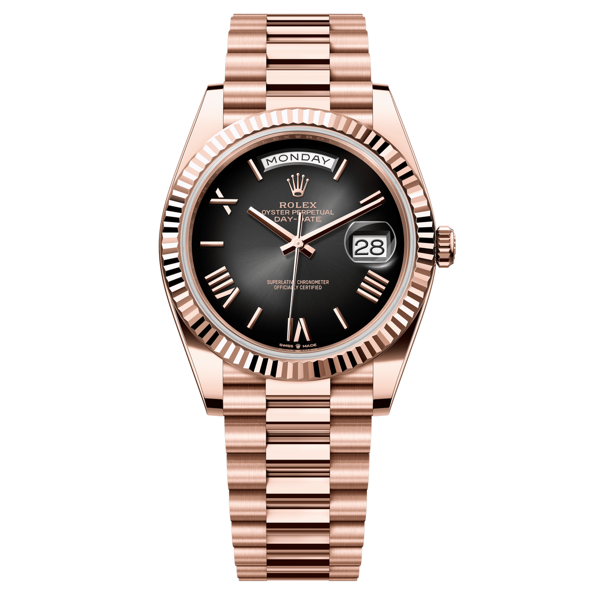 Rolex Day-Date 40mm Slate Dial Everose Gold President Bracelet 228235