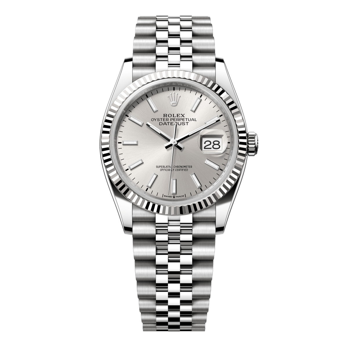Rolex Datejust 18k/SS 36mm Silver index  Dial Jubilee  Bracelet Men's Watch 126234