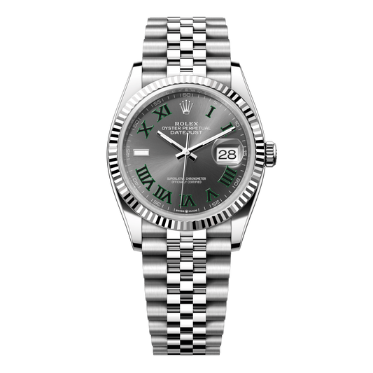 Rolex Datejust 18k/SS 36mm Wimbledon Slate Dial Jubilee Bracelet Men's Watch 126234