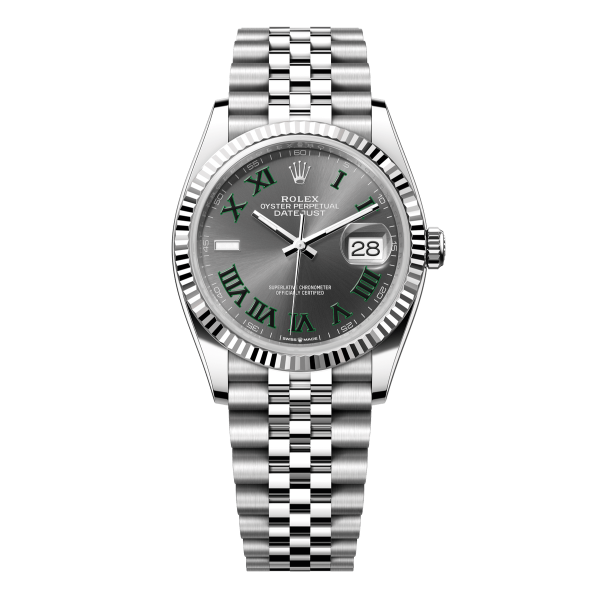 Rolex Datejust 18k/SS 36mm Wimbledon Slate Dial Jubilee  Bracelet Men's Watch 126234
