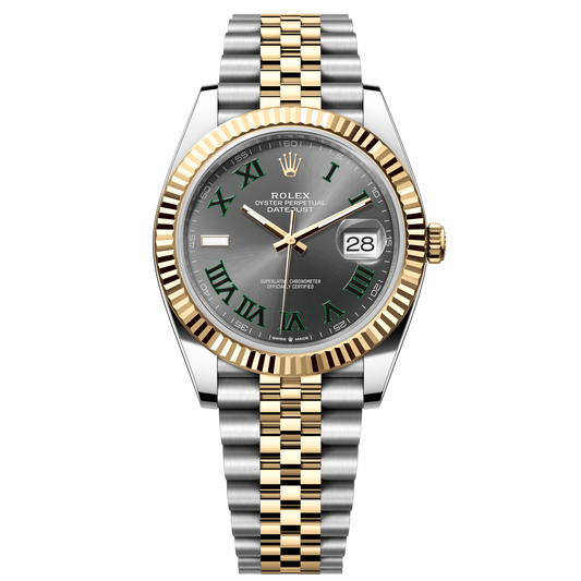 Rolex Datejust 18k/SS 41mm Wimbledon Slate Dial Jubilee Bracelet Men's Watch 126333