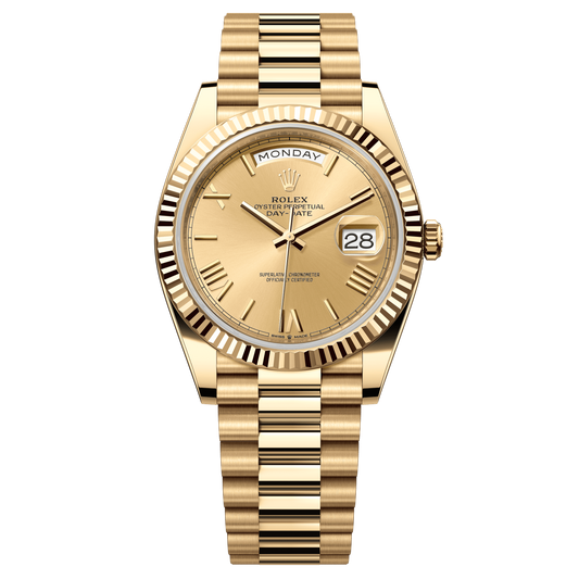 Rolex President Day Date 40mm 228238 18k Yellow Gold Champagne Roman Numeral