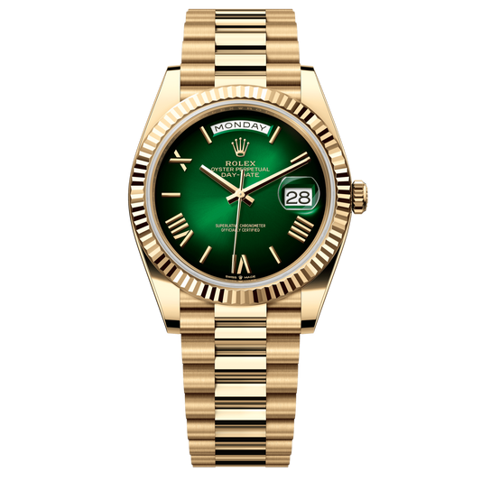 Rolex Day-Date 40mm Green Dial Yellow Gold President Bracelet 228238
