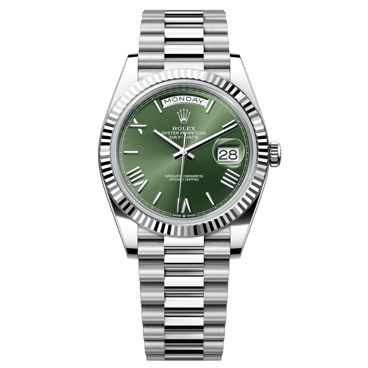 Rolex Day-Date 40mm Green Dial Platinum President Bracelet 228236