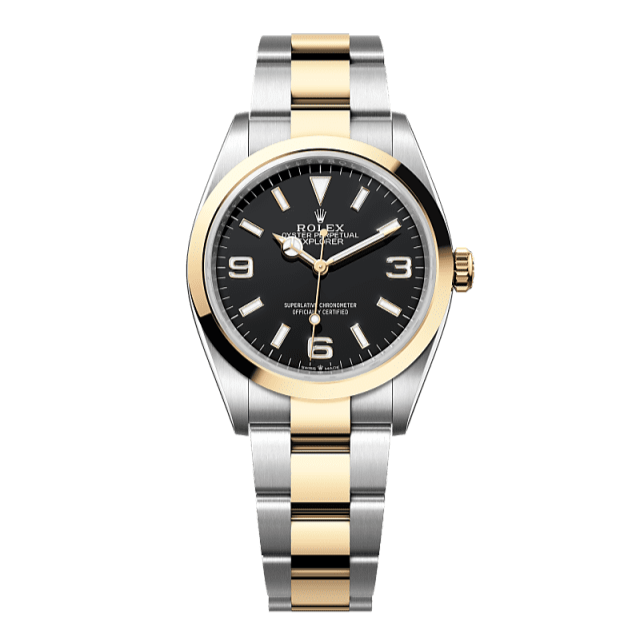 Rolex Explorer 36mm Black Dial YG/Steel Oyster Bracelet 124273