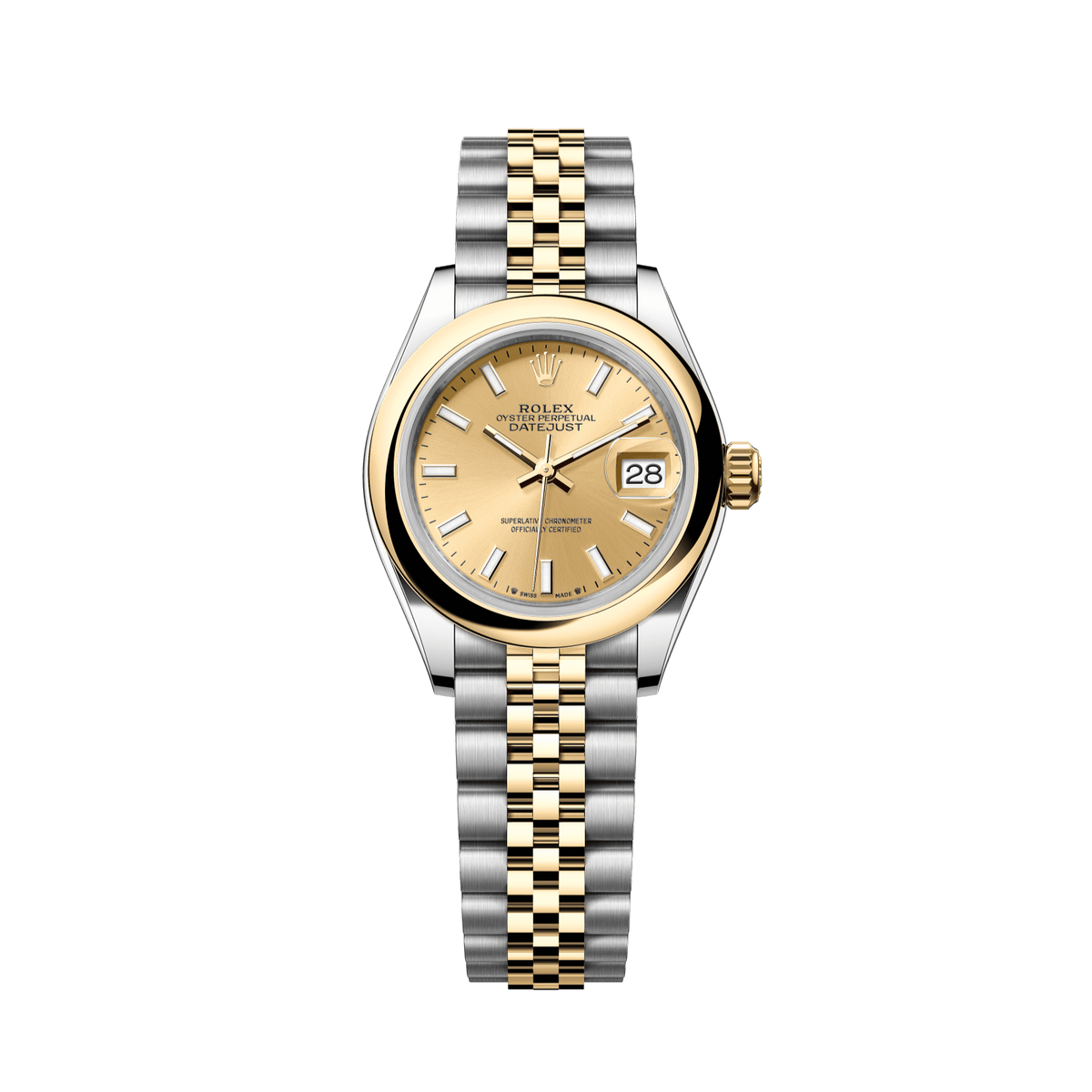 Rolex Datejust 28mm Champagne Dial YG/Steel Jubilee Bracelet 279163