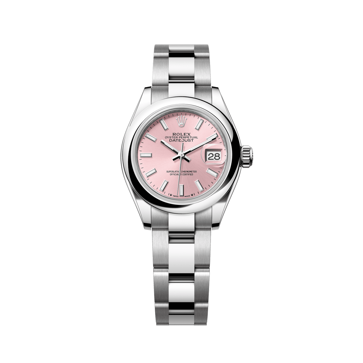 Rolex Datejust 28mm Pink Dial Stainless Steel Oyster Bracelet 279160