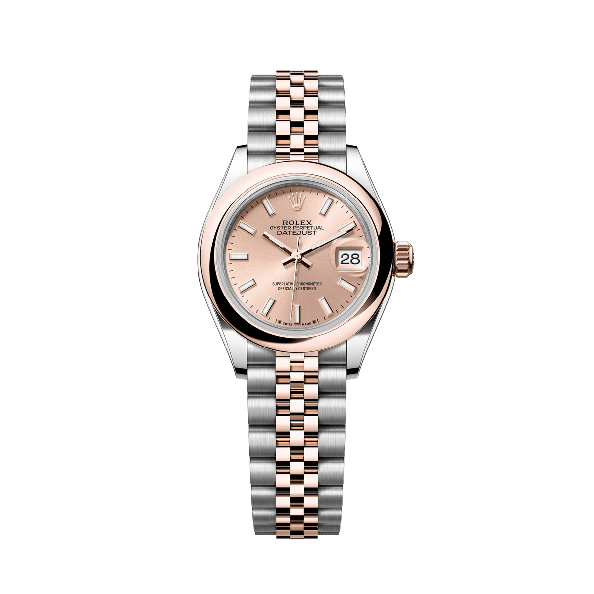 Rolex Datejust 28mm Rose Dial Everose/Steel Jubilee Bracelet 279161