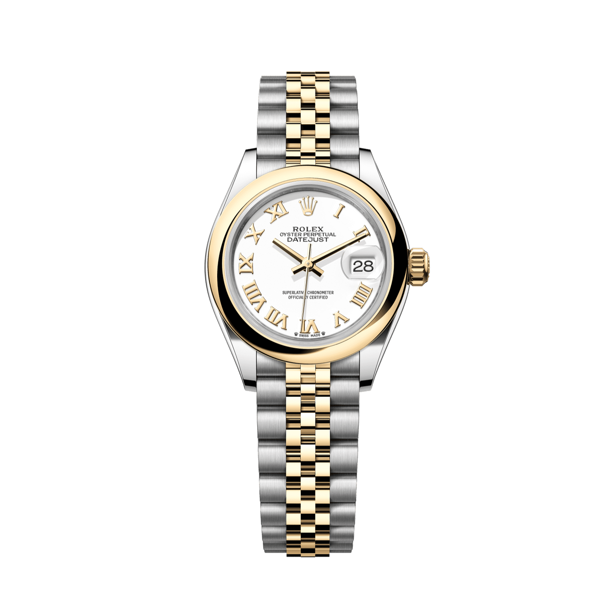 Rolex Datejust 28mm White Dial YG/Steel Jubilee Bracelet 279163