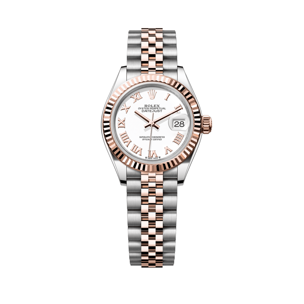 Rolex Datejust 28mm White Dial Everose/Steel Jubilee Bracelet 279171