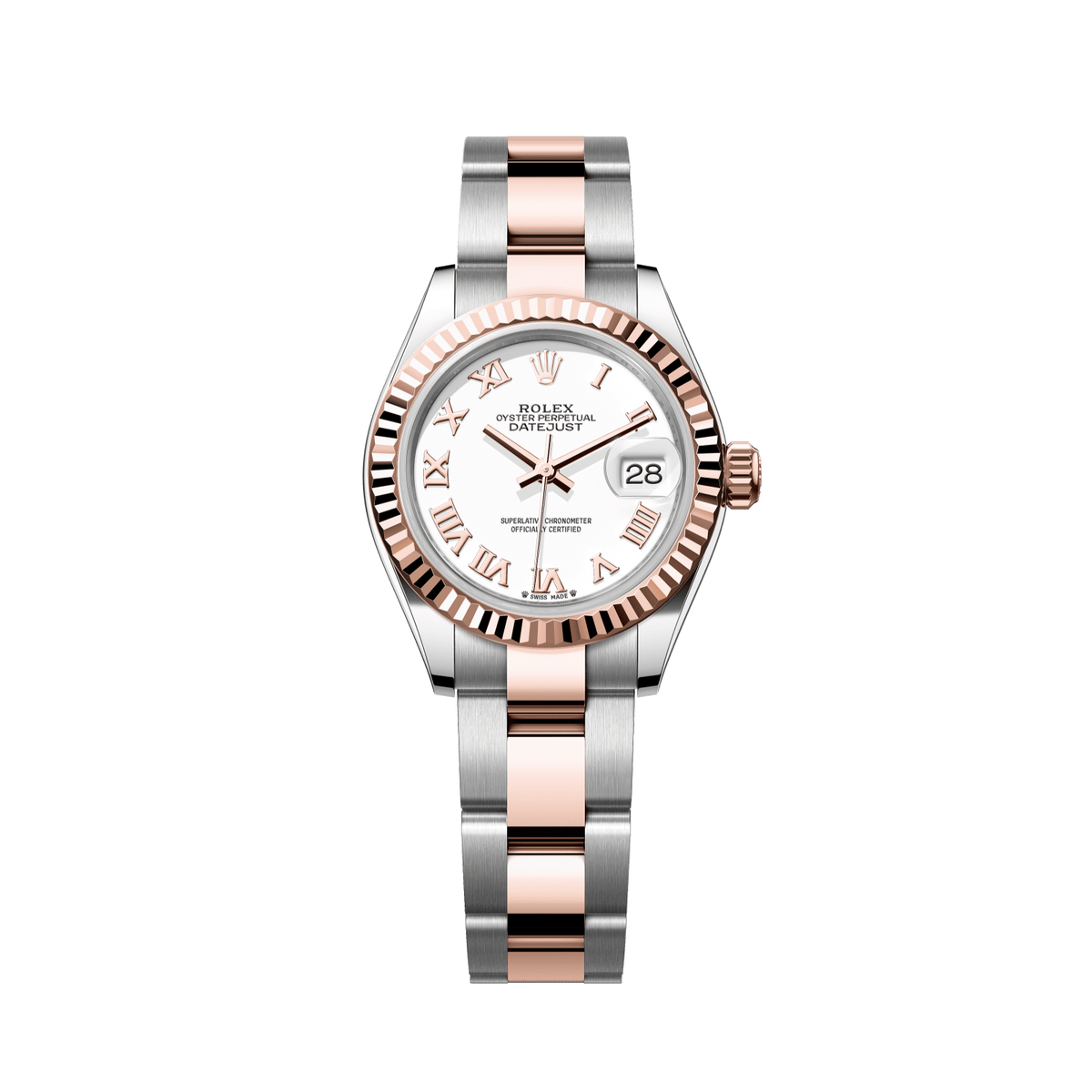 Rolex Datejust 28mm White Dial Everose/Steel Oyster Bracelet 279171
