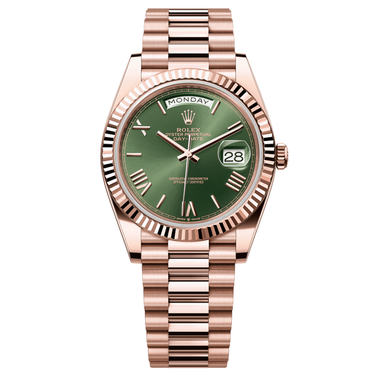 Rolex Day-Date 40mm Green Dial Everose Gold President Bracelet 228235