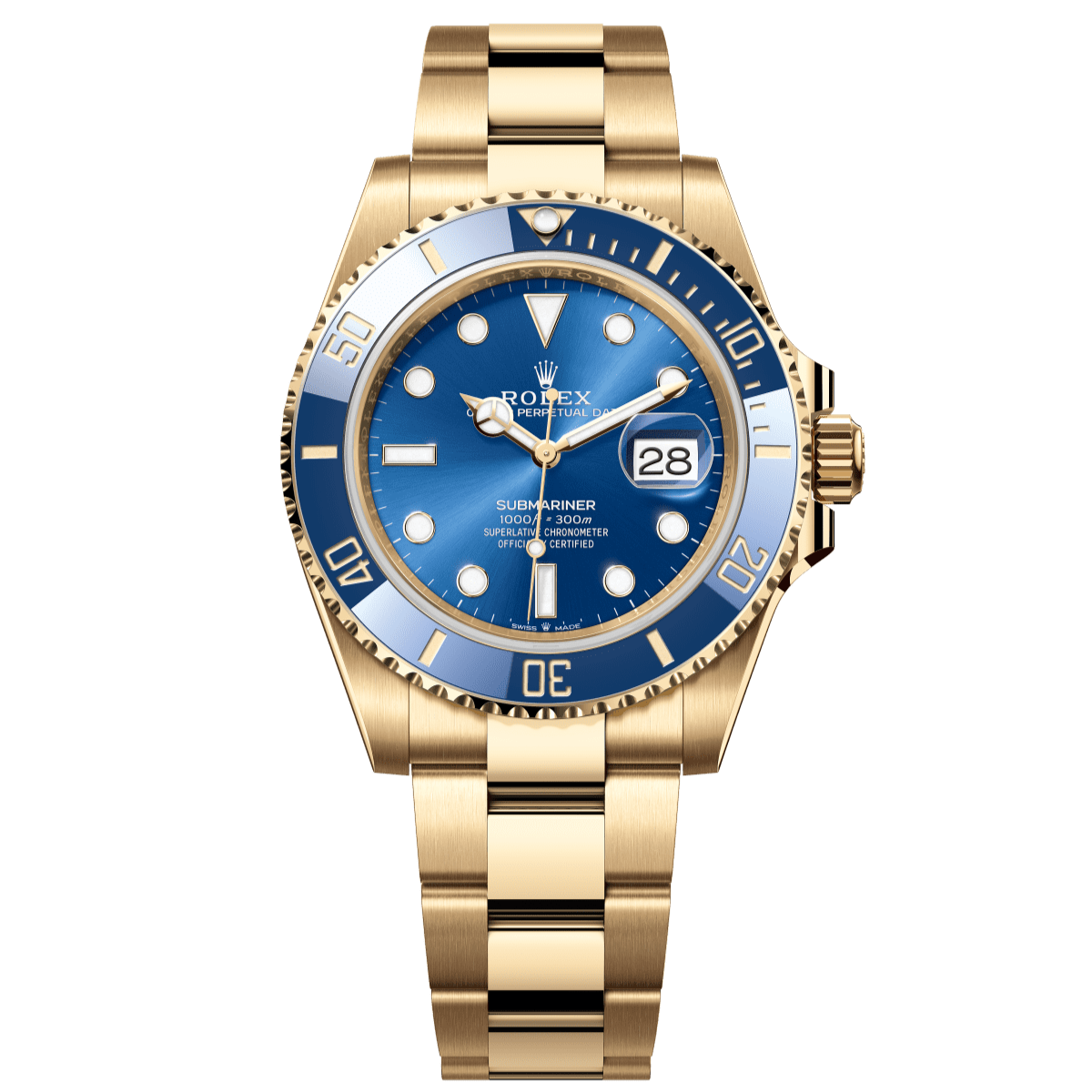 Rolex Submariner 41mm Blue Dial Yellow Gold Oyster Bracelet 126618LB
