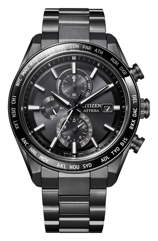 Citizen Attesa Black Dial Super Titanium with DLC Coating Bracelet AT8294-59E