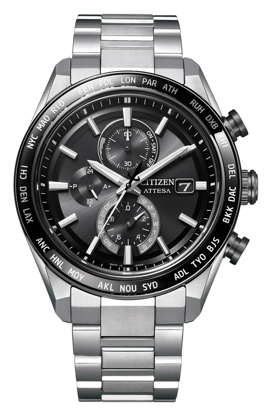 Citizen Attesa Black Dial Super Titanium with DLC Coating Bracelet AT8295-56E