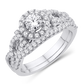 14k white gold 1.00ctw Round Halo engagement ring set