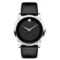 Movado Museum Dial silver tone case on Black Leather strap 40mm 0606502