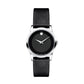 Movado Museum Dial silver tone case on Black Leather strap 28mm 0606503