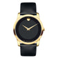 Movado Museum Dial Gold tone case on Black Leather strap 40mm 0606876