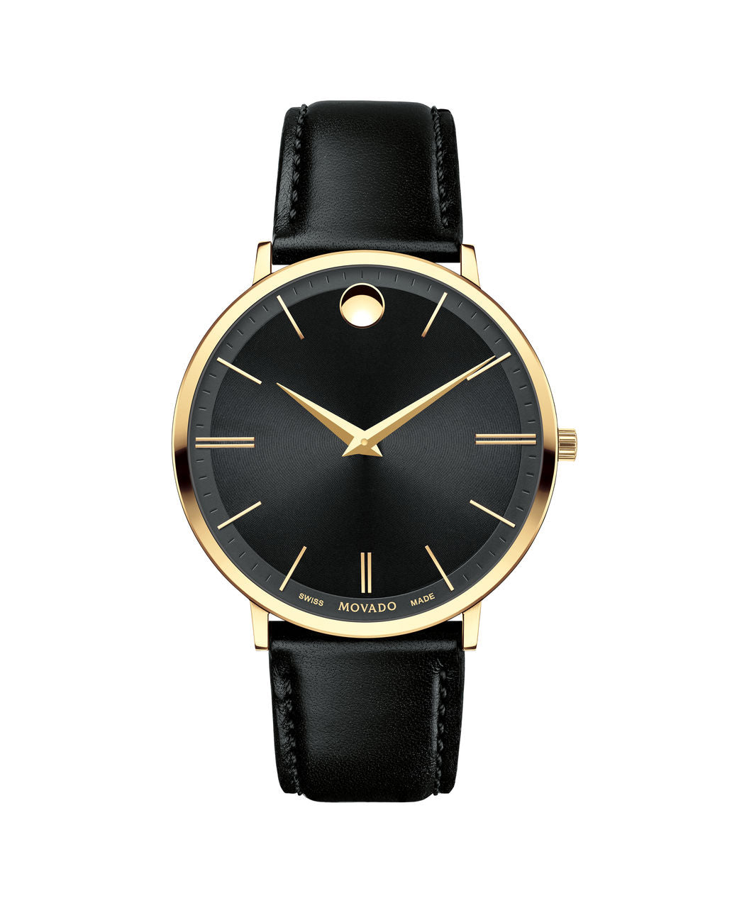 Movado Ultra Slim Men's 40mm 0607087 Gold Tone on Leather Strap