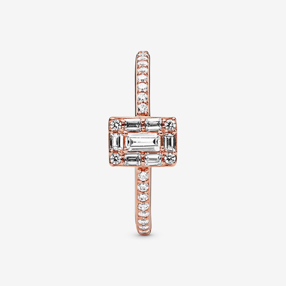 Sparkling Square Halo Ring