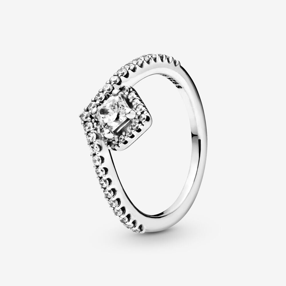 Square Sparkle Wishbone Ring