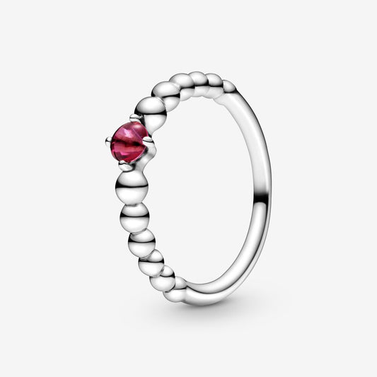 July Blazing Red Beaded Ring