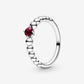 January Dark Red Beaded Ring