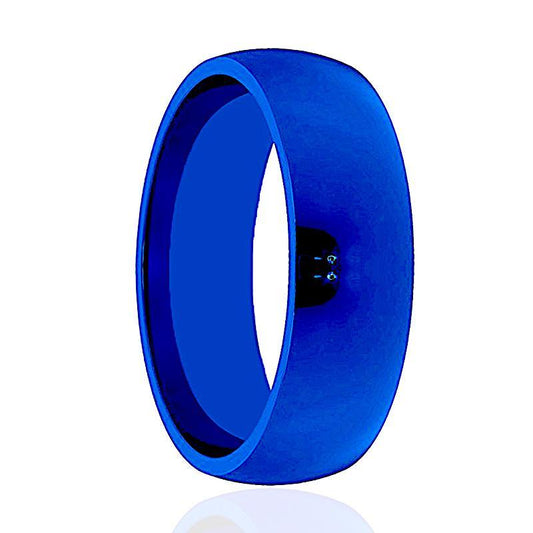 LIGHTNING Blue Polished Tungsten Wedding Band