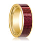 Mens Wedding Band Polished 14k Yellow Gold Men’s Wedding Ring with Purpleheart Wood Inlay  - 8mm - AydinsJewelry