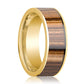 Mens Wedding Ring 14K Yellow Gold Polished Wedding Band with Zebra Wood Inlay - 8mm - AydinsJewelry
