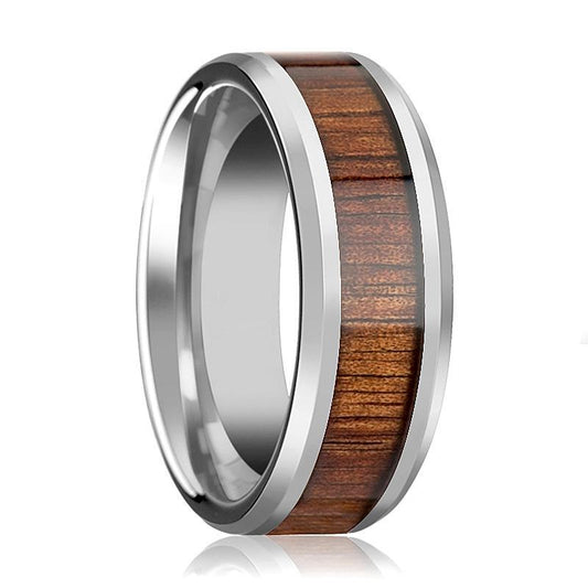 Tungsten Wood Ring - Koa Wood - Tungsten Wedding Band - Polished Finish - 4mm - 6mm - 8mm - 10mm - 12mm - Tungsten Wedding Ring