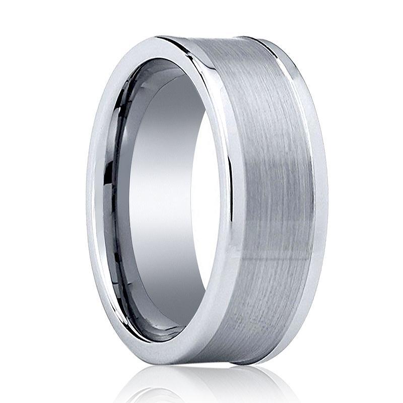 Tungsten Carbide Wedding Band Brushed Flat 8mm Tungsten Mens Ring