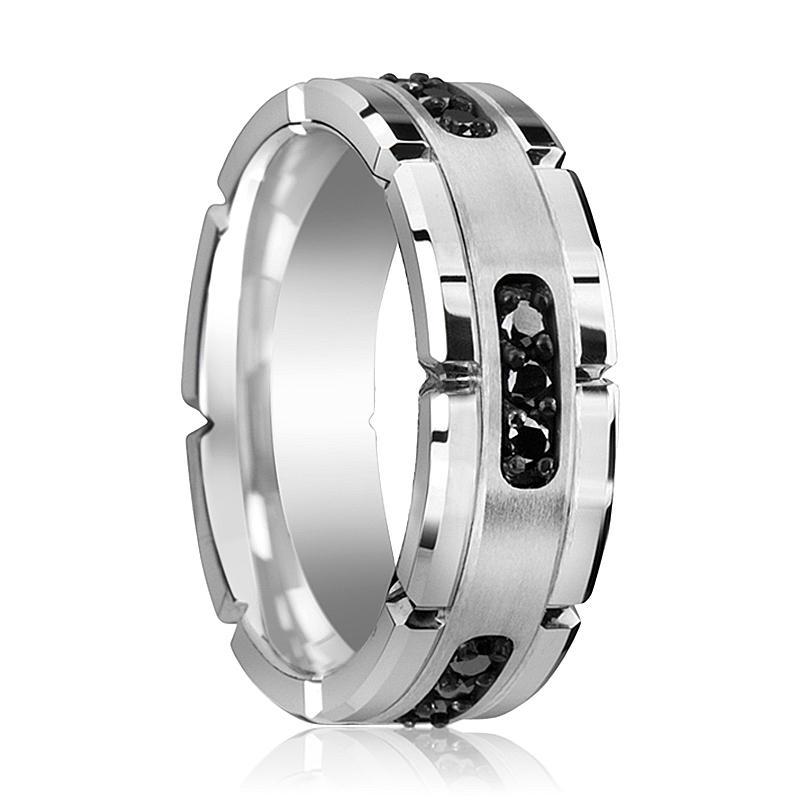SURYA Diamond Tungsten Wedding Ring Grooved