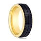 Gold & Black Tungsten Wedding Ring Brushed 8mm Mens Tungsten Wedding Band