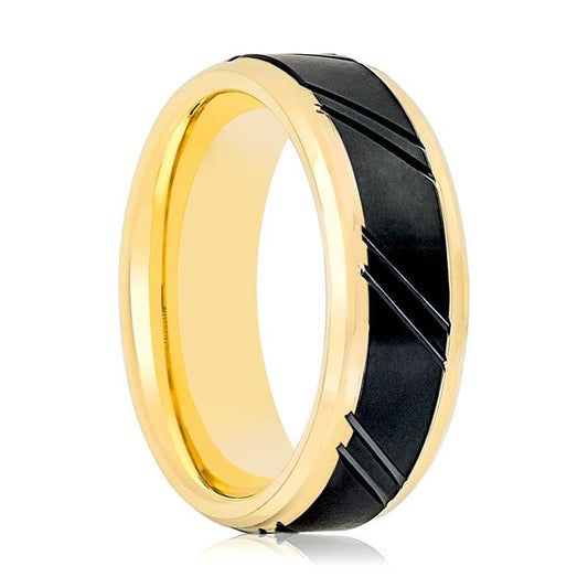 Monica's Gold & Black Men's Tungsten Wedding Band