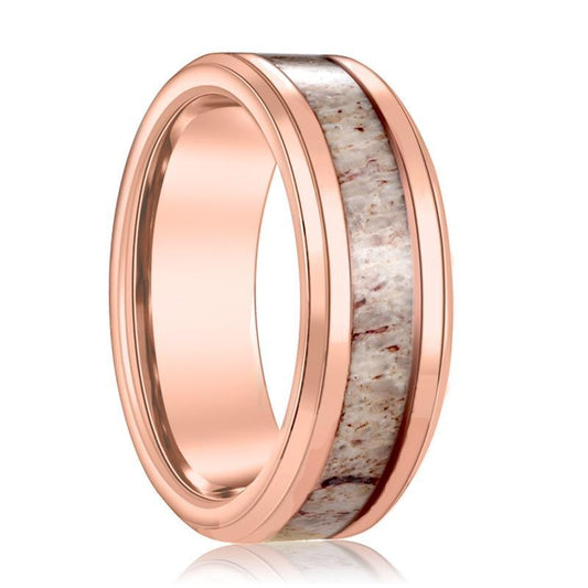 DAUER Rose Gold Deer Antler Tungsten Ring