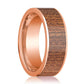 Mens Wedding Band Polished Flat 14k Rose Gold Wedding Ring with Sapele Wood Inlay - 8mm - AydinsJewelry