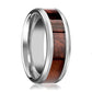 Tungsten Wood Ring - Red Wood Inlay - Tungsten Wedding Band - Polished Finish - 8mm - Tungsten Wedding Ring