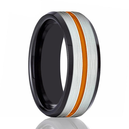 ZORRO Orange Grooved Tungsten Wedding Ring