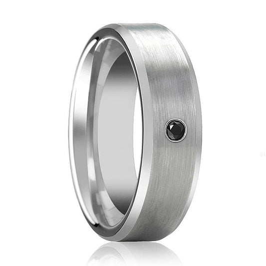 RUDRA Brushed Tungsten Ring Diamond Wedding Band