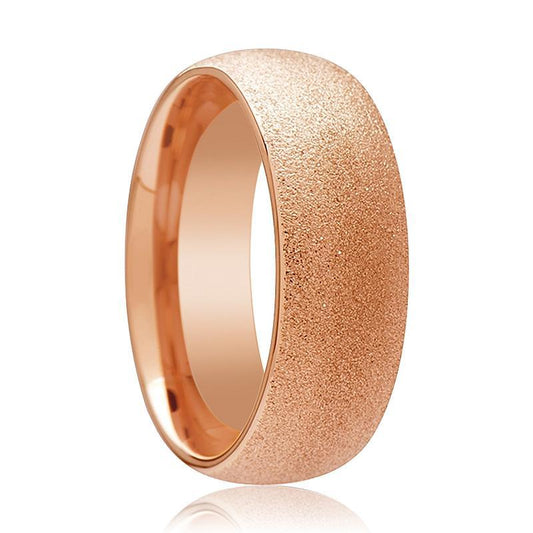 Rose Gold Tungsten Carbide Wedding Ring with Sandblasted Crystalline Finish 2mm, 4mm, 8mm