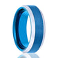 Tungsten Wedding Ring Blue Brushed Polished Beveled Edges 6mm, 8mm Tungsten Carbide Mens & Womens Band
