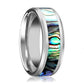 Tungsten Mother Of Pearl Inlay - Tungsten Wedding Band - Beveled - Polished Finish - 4mm - 6mm - 7mm - 8mm - 10mm - Tungsten Wedding Ring - AydinsJewelry