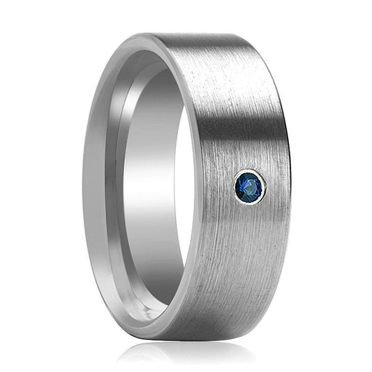 JAYCE Flat Blue Diamond Ring Brushed