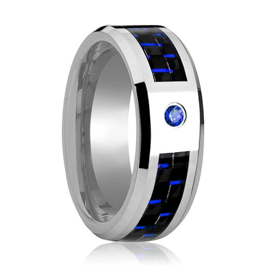 HENRY Blue Diamond Carbon Fiber Tungsten Wedding Band