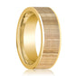 Mens Wedding Ring Polished 14k Yellow Gold Flat Wedding Band with Ash Wood Inlay - 8mm - AydinsJewelry