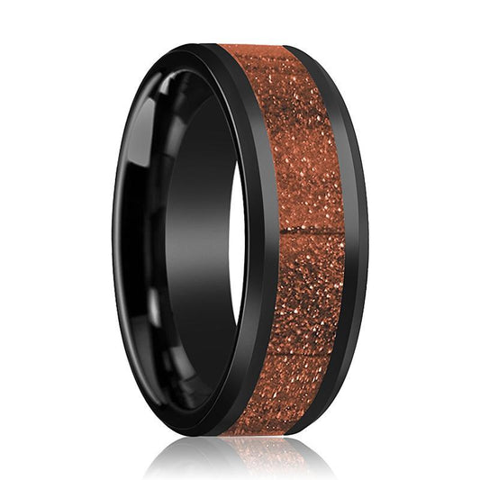 ELLIOT Orange Gold stone Ceramic Wedding Band - AydinsJewelry
